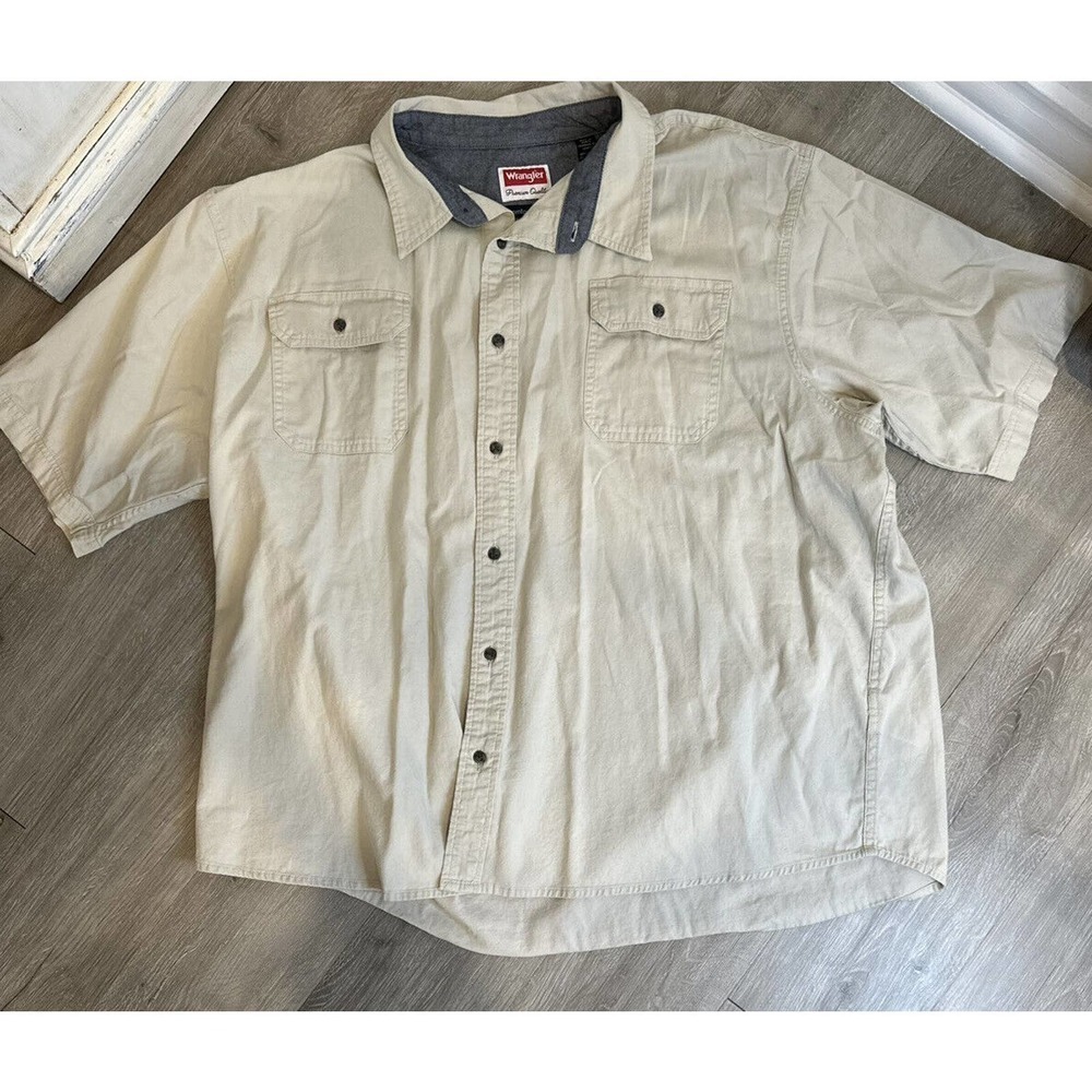 Wrangler Mens Short Sleeve Button Up Shirt Size‎ 3XL Ivory